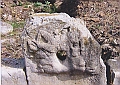 Fontana dell'età romana nell'area della città di Sinuessa. Particolare - Un satiro sdraiato suona un flauto.